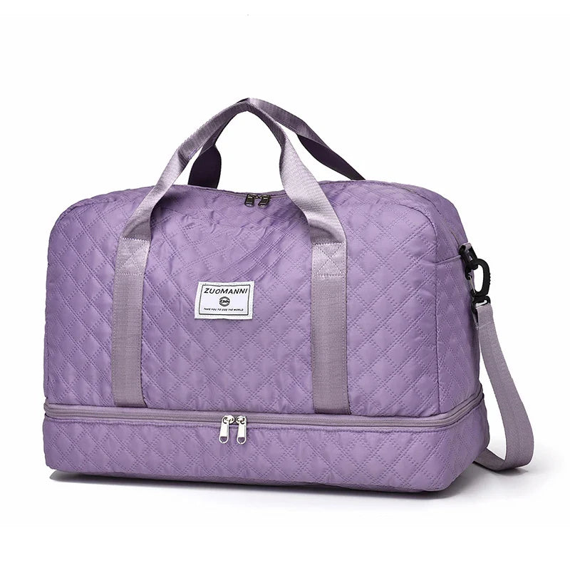 Brehn | Raumio TravelFlex Leichte Reisetasche mit Rautenmuster | Große Sport- & Wochenendtasche mit Schuhfach & Nassfach | Handgepäcktauglich & faltbar