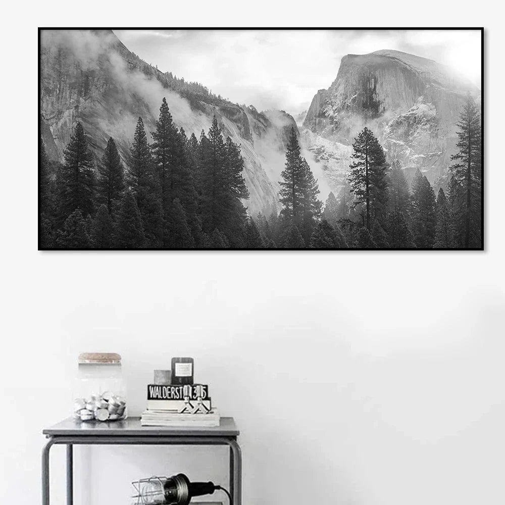 Nordlandschaften Wald Berg Wildnis Wandkunst Fine Art Leinwanddrucke Schwarz Weiß Poster Für Wohnzimmer Moderne Büros Dekor | Brehn
