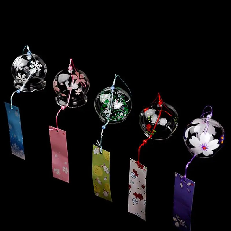 Yumeko Glas-Windspiel | Japanischer Stil | Handgefertigt | Klarer Klang | Dekorativer Anhänger