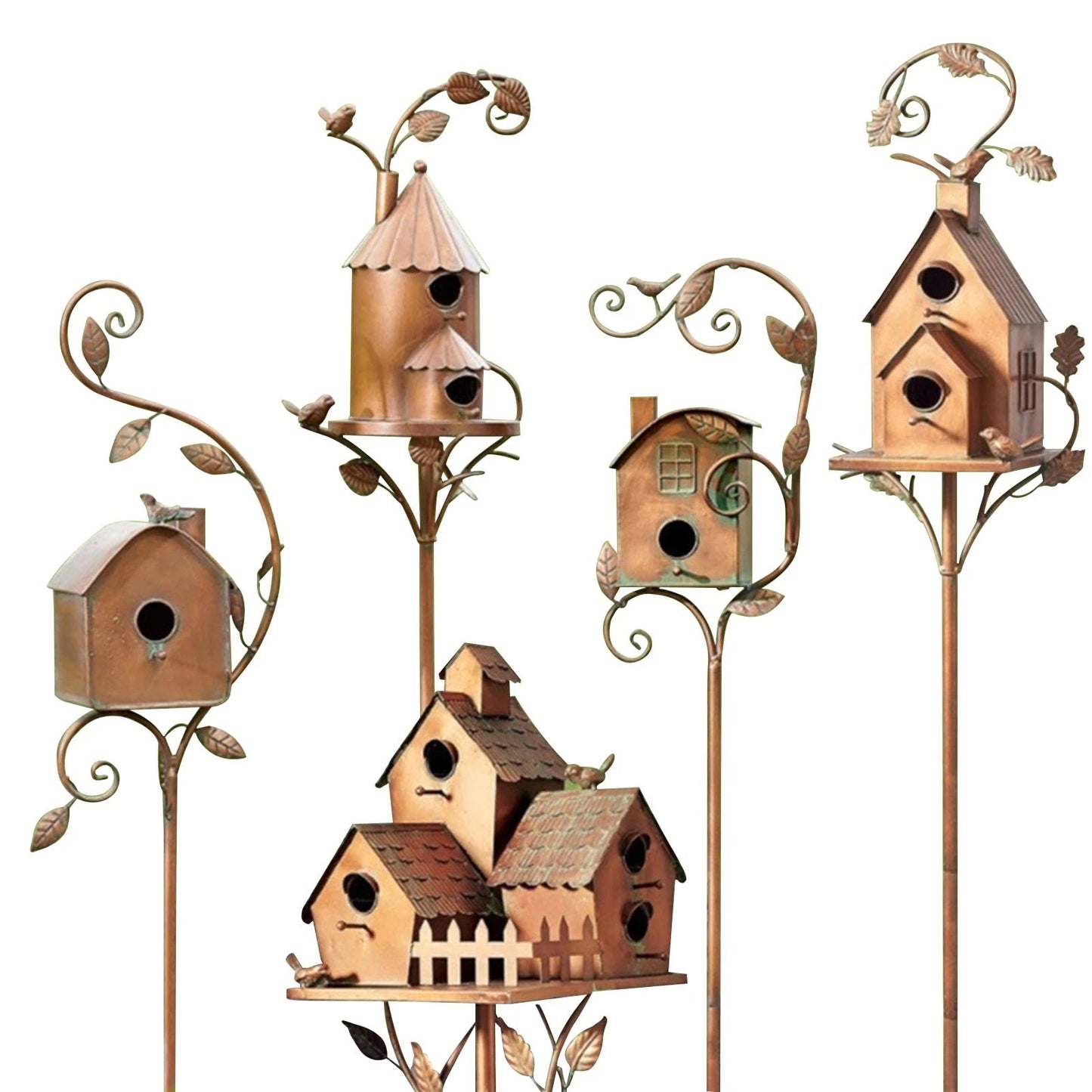 Brehn | Metall Kunst Vogelhaus auf Gartenstecker - FeatherNest