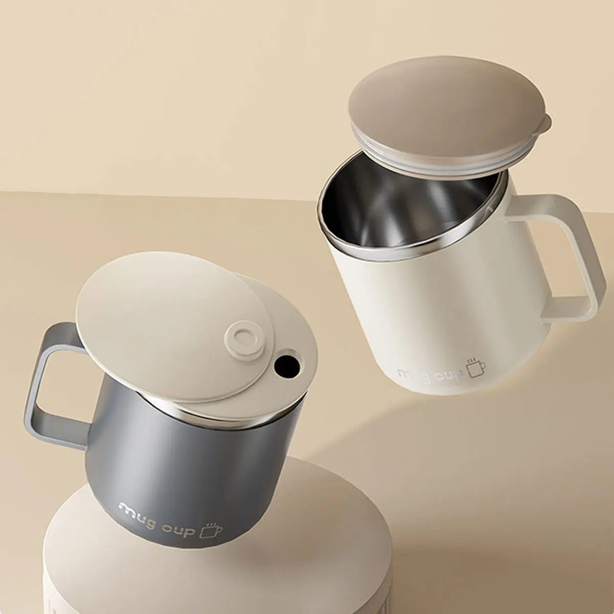 Isolierte Edelstahl Kaffeetasse mit Deckel | Brehn