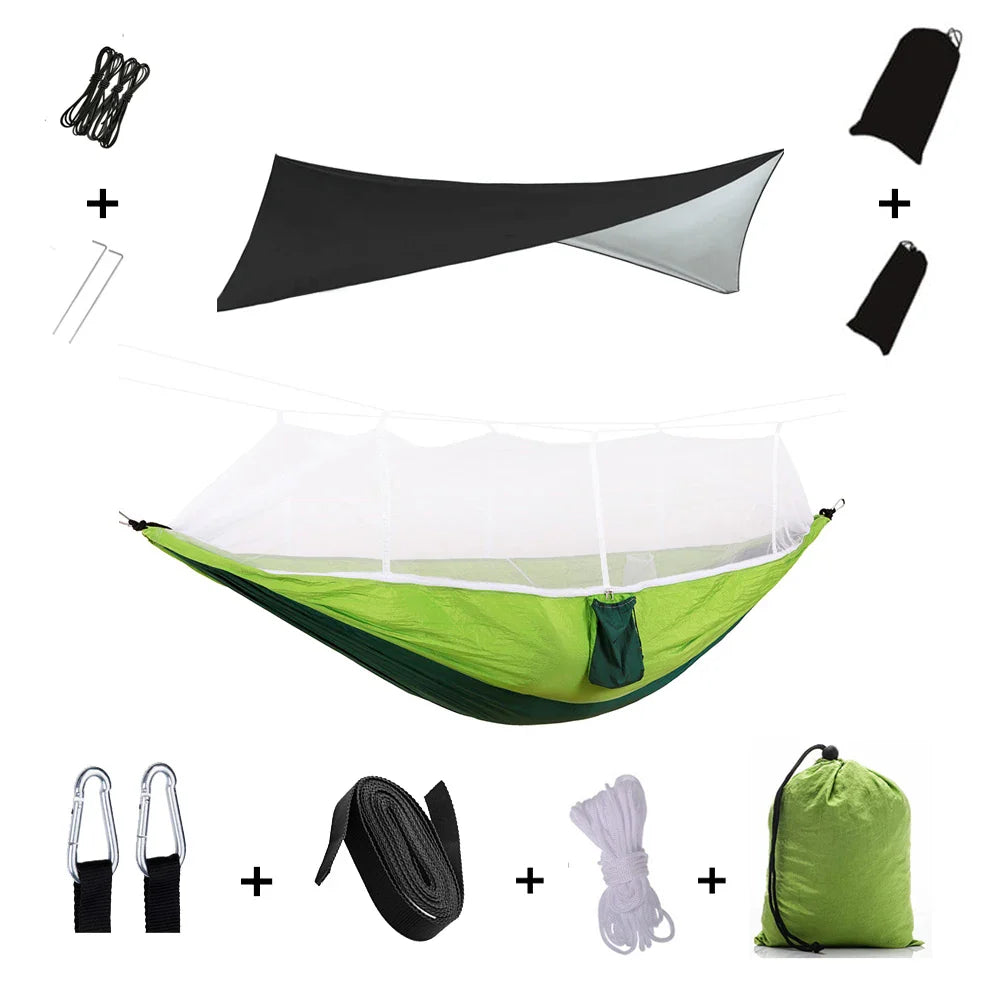 Brehn | Trekviva Camping-Hängematte | Integriertes Moskitonetz & Regendach | Ultraleicht & Reißfest | 3-in-1 Outdoor Lösung