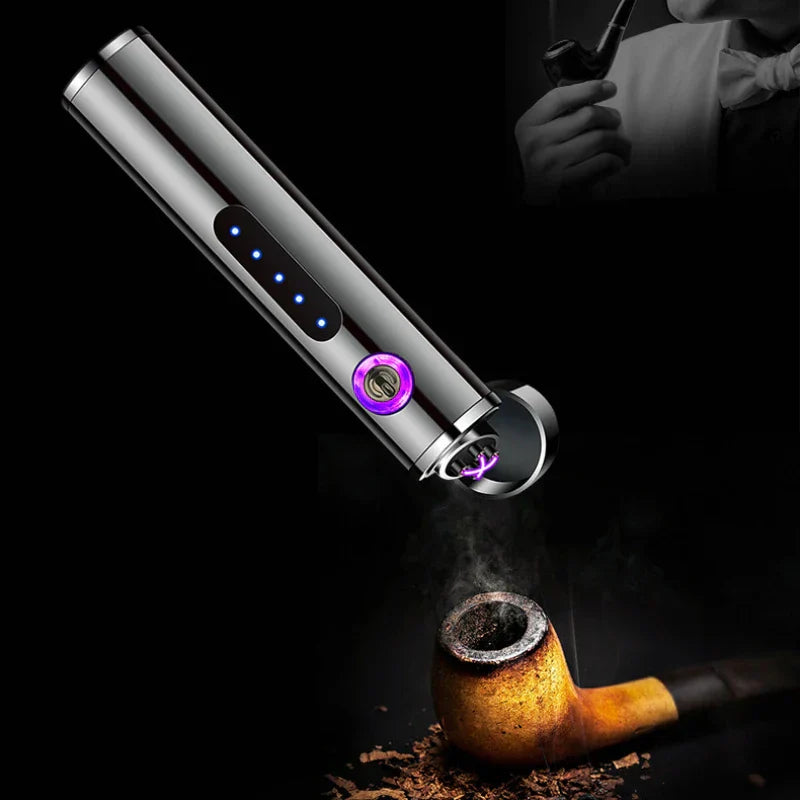 Brehn | Voltrino Zylinder USB-Feuerzeug | Doppelbogen-Technologie | Wiederaufladbar & winddicht | Edelmetallgehäuse für Männer