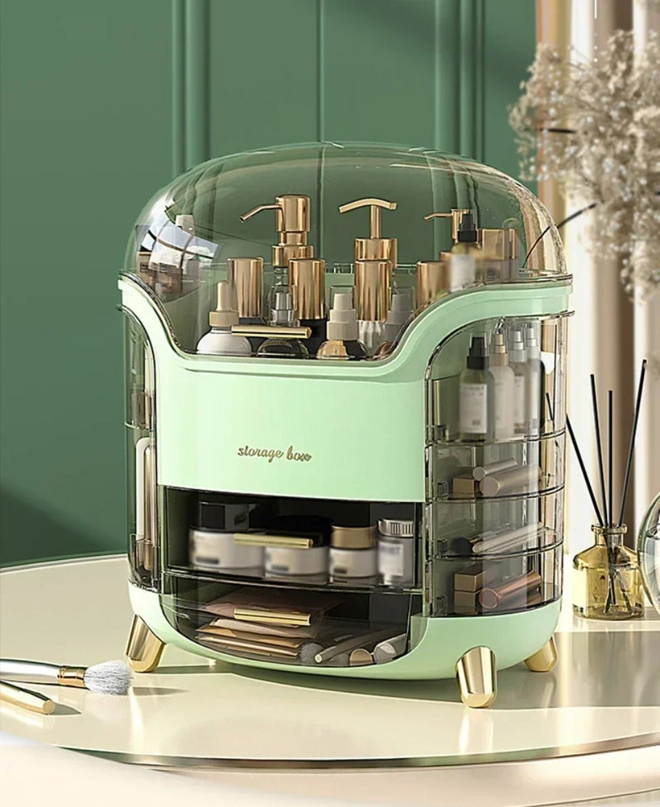Luxuriöser transparenter Makeup-Organizer mit rotierenden Türen und Schubladen | Brehn