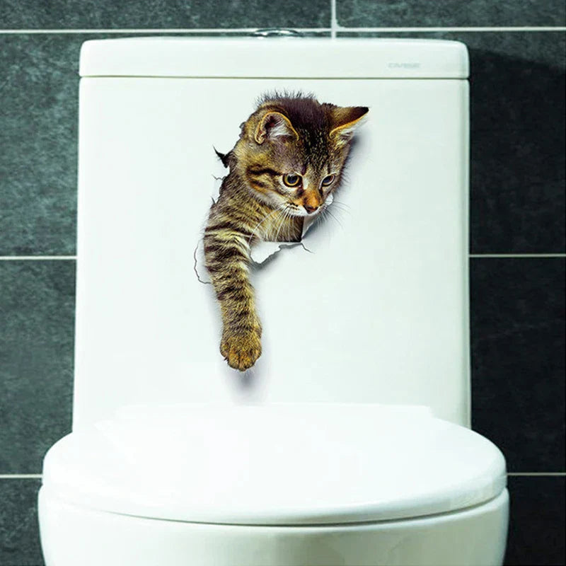 3D Toilettenschutz Katzenaufkleber
