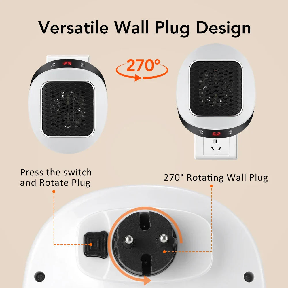 Brehn | ThermoLux Mini Wandheizung 600W | Kompakte Elektrische Heizung mit Fernbedienung | Wandsteckerheizung mit Thermostat & Timer | Schnelle Erwärmung in 3 Sekunden