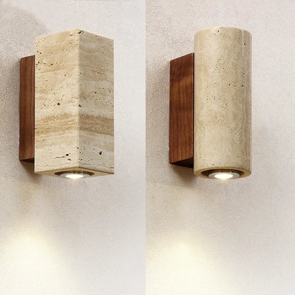 Brehn | Moderne natürliche LED-Wandlampe aus Travertin