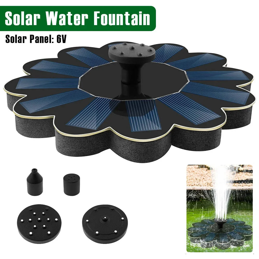 Brehn | Solar Spring Gartenbrunnen | 5 Düsenaufsätze | Energiesparend & Wartungsfrei | Für Teich, Vogelbad & Balkon