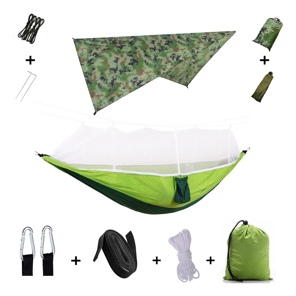 Brehn | Trekviva Camping-Hängematte | Integriertes Moskitonetz & Regendach | Ultraleicht & Reißfest | 3-in-1 Outdoor Lösung