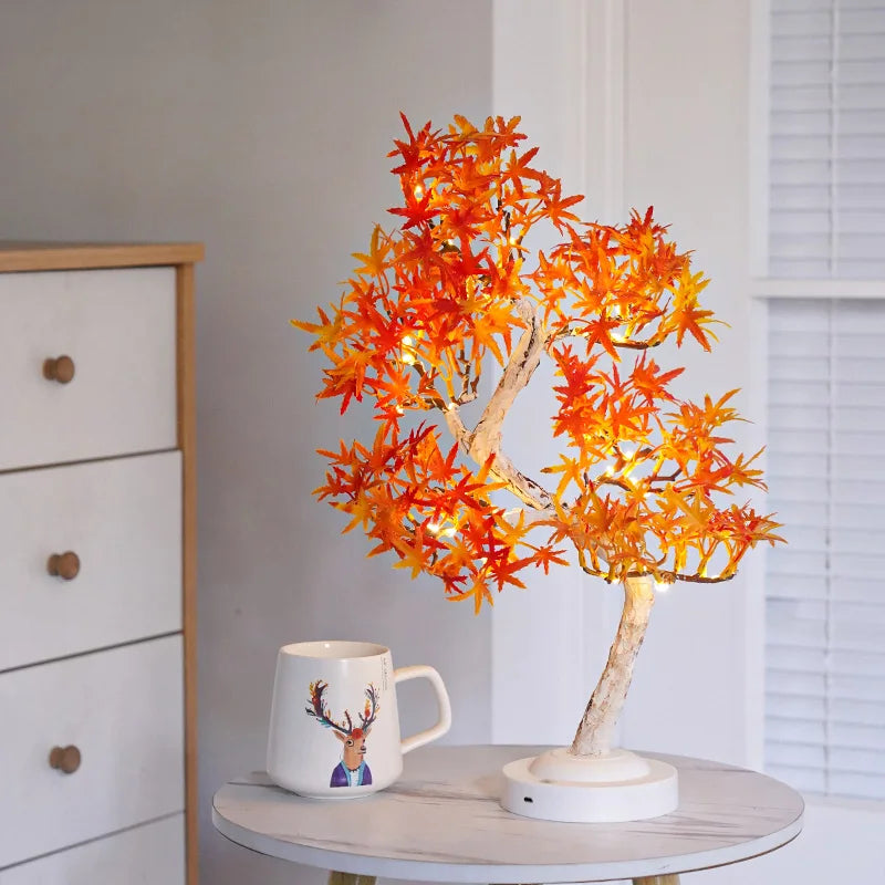 LED Ahornblatt Bonsai Baum Nachtlicht – Dekorative Tischlampe für Wohnzimmer und Schlafzimmer | Brehn
