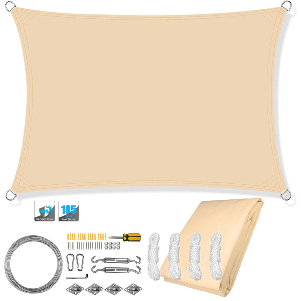 Wasserdichtes rechteckiges Sonnensegel mit UV-Schutz und Montagesatz – ShadeGuard