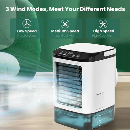 Luftkühler Tragbarer Ventilator Desktop Dual Spray Ultraschallvernebelung 3-Gang Leiser Luftkühler Nachtlicht Elektrischer Ventilator für Zuhause | Brehn