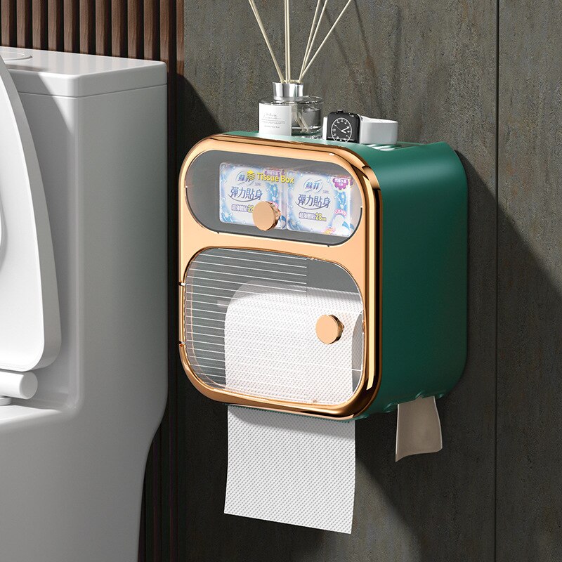 Brehn | MultiBox wandmontierte Toilettenpapier Handtuch Aufbewahrungsbox
