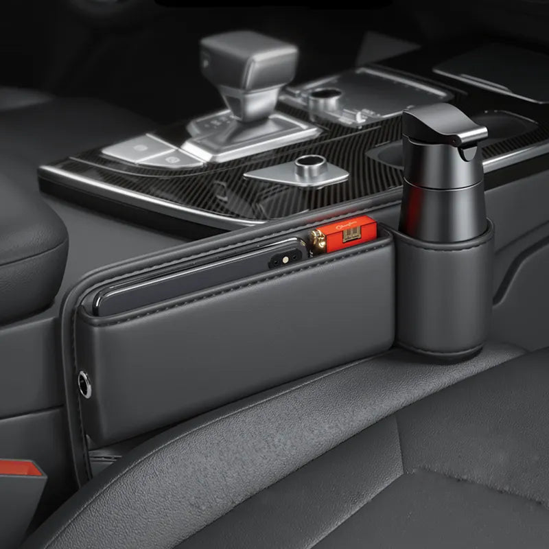 Brehn | Universeller Leder-Sitzspalt-Becherhalter Auto-Organizer