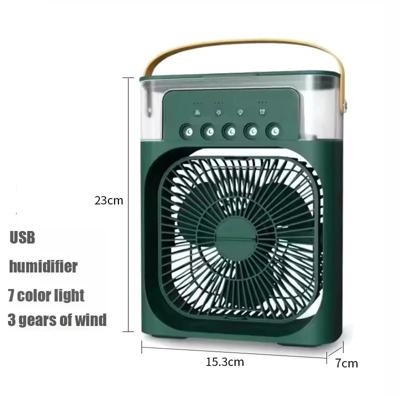 3-in-1 Mini-Luftkühler-Fan – Tragbarer Haushaltsklimaanlage mit LED-Nachtlicht, Luftbefeuchter und einstellbarem Luftstrom für Zuhause & Büro | Brehn