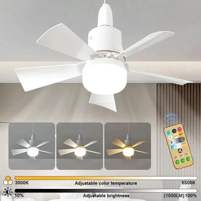 Deckenventilator LED mit Fernbedienung – Dimmbare 30W, E27-Basis, modernes smartes drahtloses Ventilatorlicht für Schlafzimmer und Wohnzimmer | Brehn