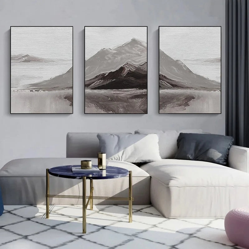 Abstrakte graue Berglandschaft Wandkunst Fine Art Leinwanddrucke Bilder für moderne Wohnung Wohnzimmer Esszimmer Kunstdekoration | Brehn