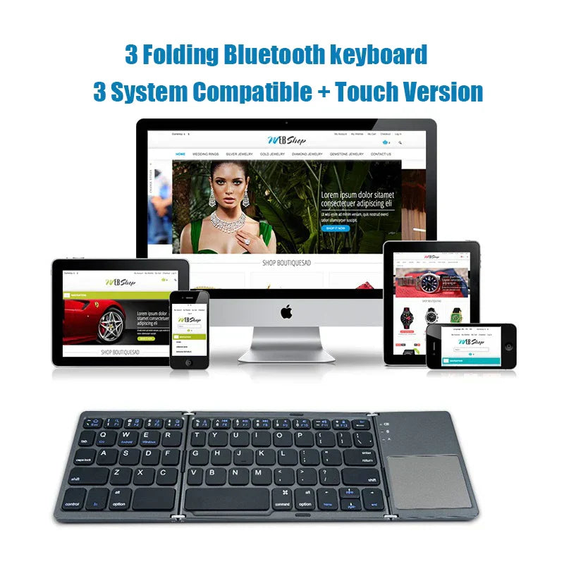 Drahtlos faltbare Bluetooth-Tastatur mit Touchpad – Kompakt, vielseitig und ultra-portabel | Brehn