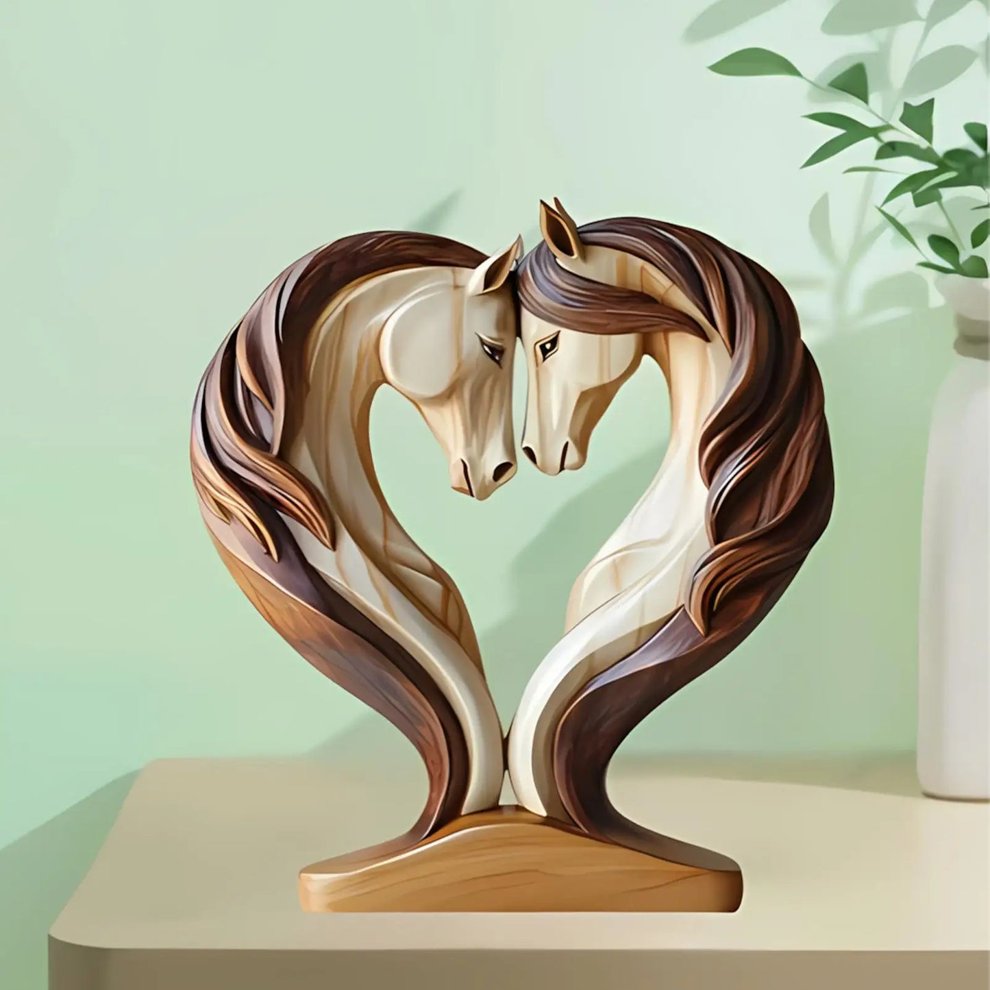 Brehn | Equora Horse Sculpture | Horse Sculpture Wood | 2D Design in Embrace Pose | Decoration for Living Room, Office & Children's Room
