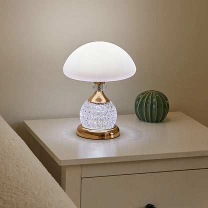 Dekoratives Stimmungslicht LED – Kristall Tischlampe mit Pilz-Design, Vintage Deko-Lampe für Wohnzimmer oder Schlafzimmer | Brehn