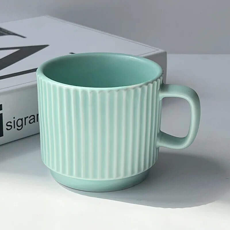 Nordisch inspiriert gerippte Keramiktasse für Kaffee- und Teeliebhaber