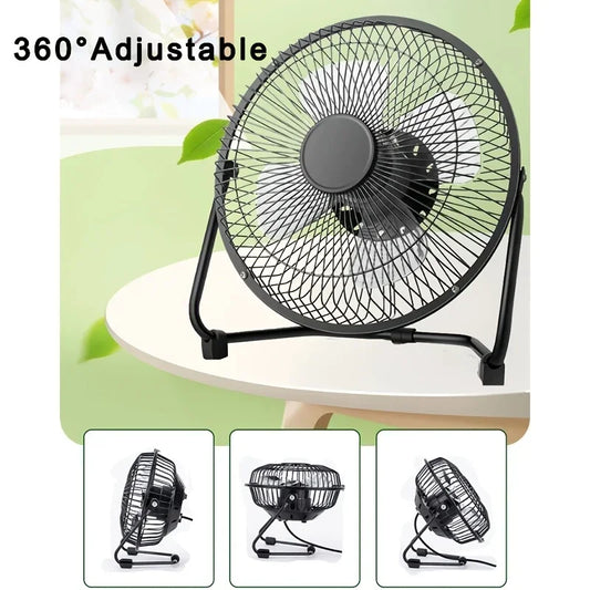 4/6/8 Zoll Desktop Tragbarer USB Elektrischer Ventilator – 2-Geschwindigkeits Verstellbarer Mini Tischventilator mit 4 Flügeln & 360° Drehung für Starken Luftstrom | Brehn