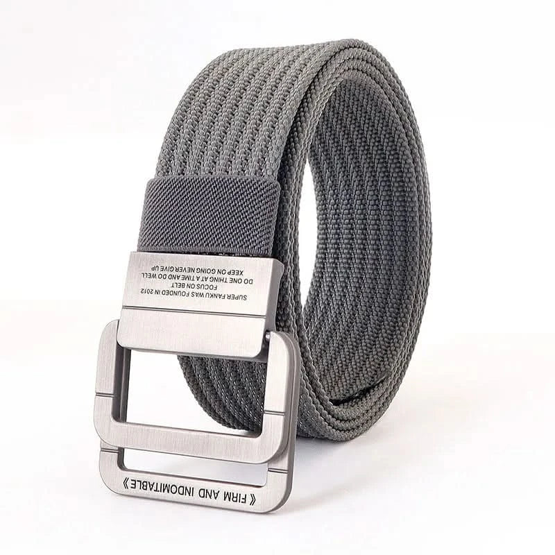 Unisex-Canvas-Gürtel – Doppelte Metallringschnalle, verstellbar