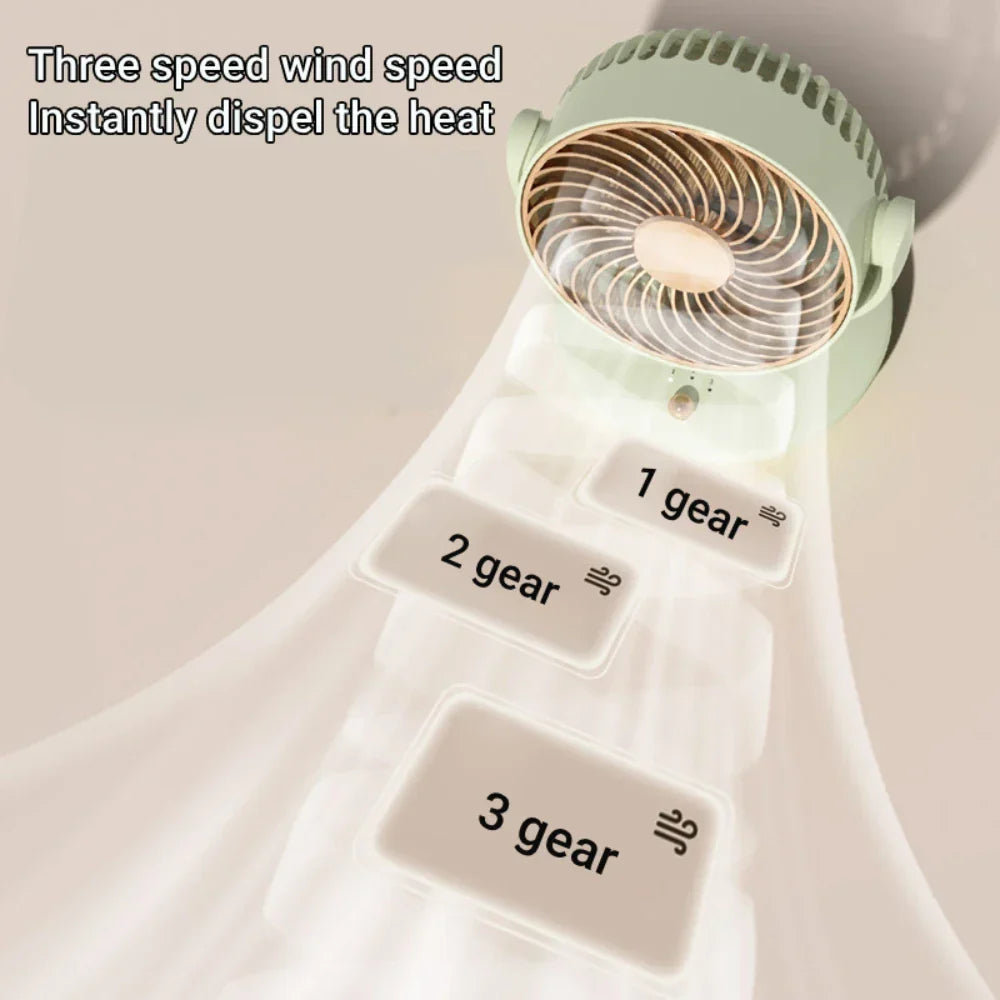 Brehn | BreezeLoop Tischventilator mit 360° Rotation | USB Ventilator mit 3 Geschwindigkeiten & Batterie | Leise & Kompakt | Für Büro, Schlafzimmer & Zuhause