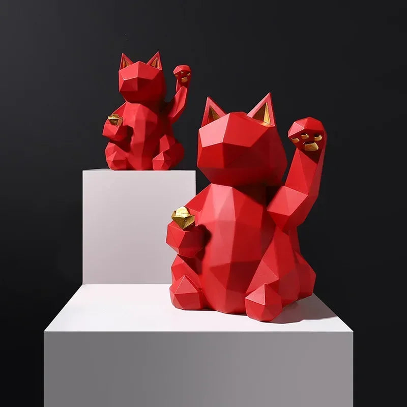 Vivolux | Nordischer Minimalismus Geometrie Glückskatze Statuen