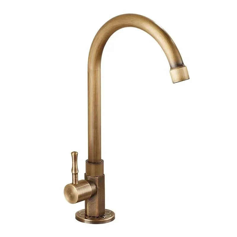 Antiker Messing-Schwanenhals-Wasserhahn für die Küche