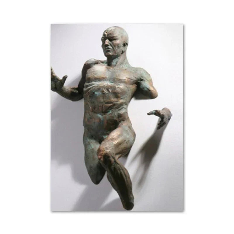 Moderne urbane abstrakte Eisenstatue Wandkunst Fine Art Leinwanddrucke 3D-Visualisierung Figurenkunst Bilder für minimalistische Wohnungswanddekoration | Brehn