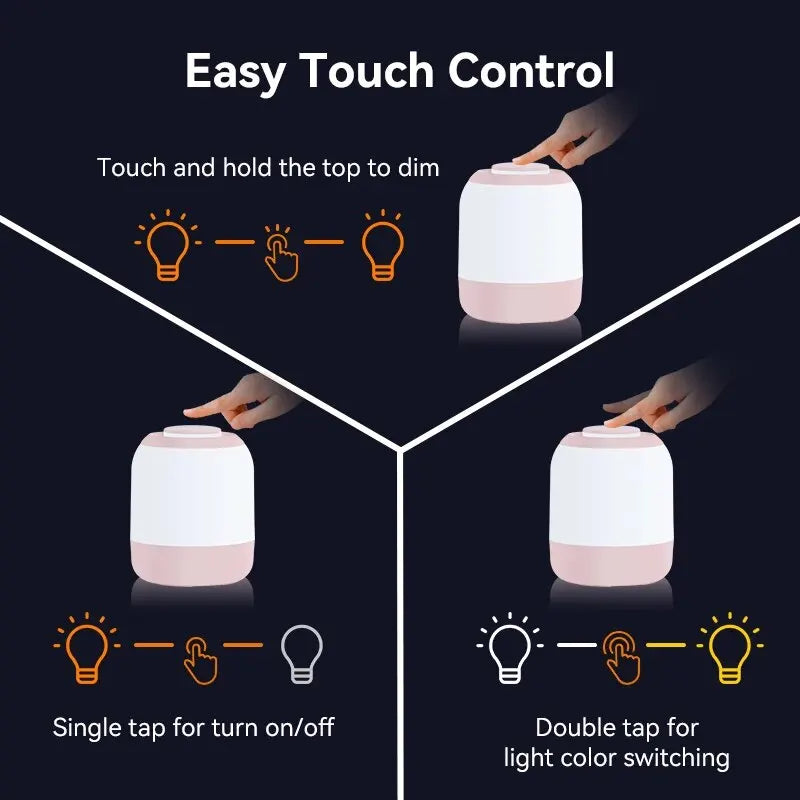 Brehn | LUMINA TOUCH LED Tischlampe | Tragbar & Dimmbar | Touch-Steuerung | Für Schlafzimmer & Kinderzimmer