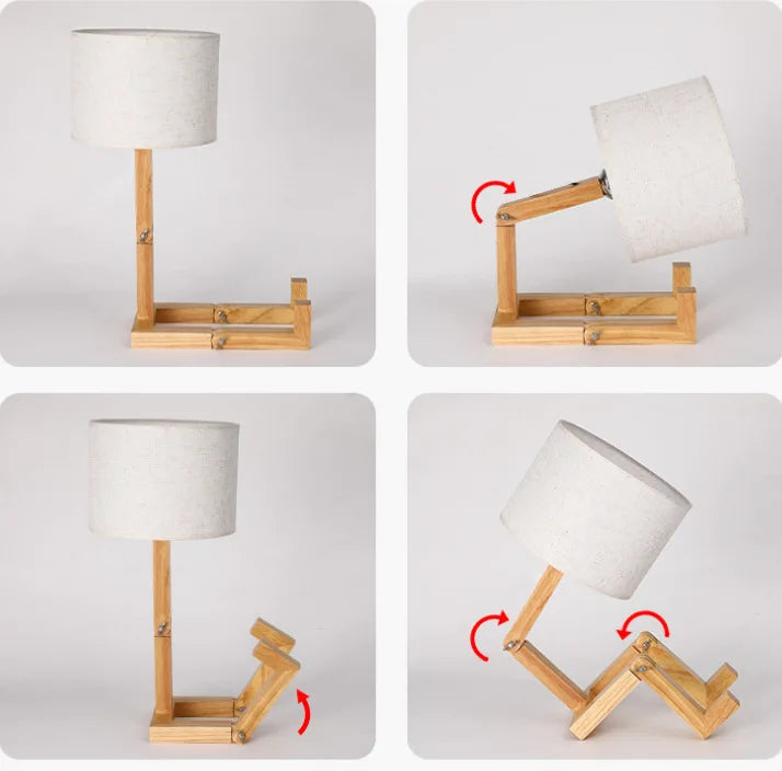 Brehn | Verspielte Roboter Tischlampe - hergestellt aus nachhaltigem Holz für kreative Räume