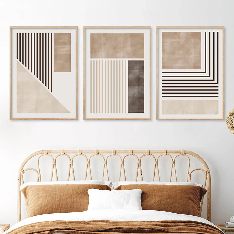 Braun Beige Farbblock Geometrische Wandkunst Fine Art Leinwanddrucke Abstrakte Minimalistische Bilder Für Modernes Wohnzimmer Schlafzimmer Kunst Dekor | Brehn