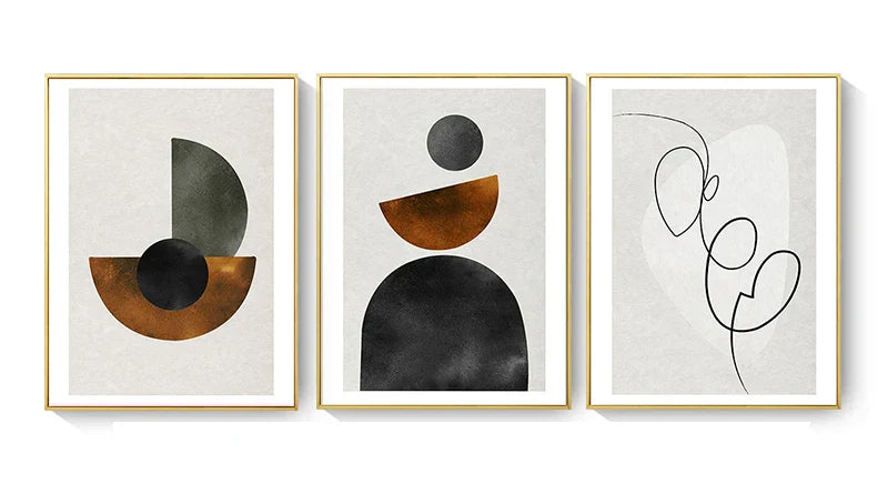 Skandinavische Minimalistische Geometrische Dunkle Neutrale Farben Wandkunst Fine Art Leinwanddrucken Moderne Abstrakte Bilder Für Wohnzimmer Wohnkultur | Brehn