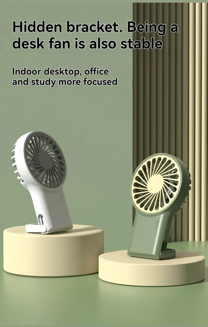 Neuer faltbarer USB wiederaufladbarer Mini-Ventilator | Handventilator für den Schreibtisch mit Cartoon-Design & Haken für Outdoor-, Heim- & Bürogebrauch | Brehn