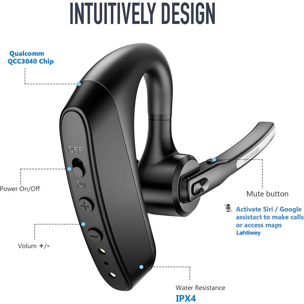 Orivo Bluetooth-Headset mit Geräuschunterdrückung und zwei Mikrofonen
