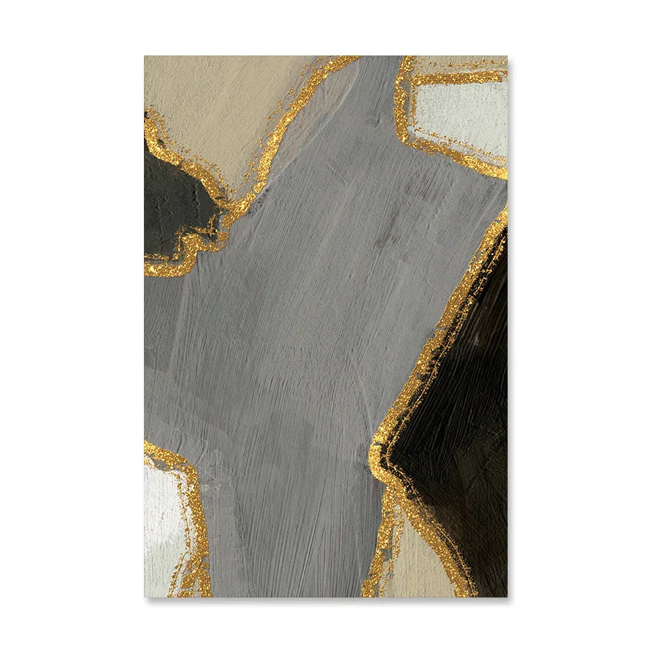Abstrakte Blockfarbe Wandkunst Schwarz Grau Beige Golden Fine Art Leinwanddrucke Bilder Für Modernes Apartment Wohnzimmer Zeitgenössische Wohnkultur | Brehn