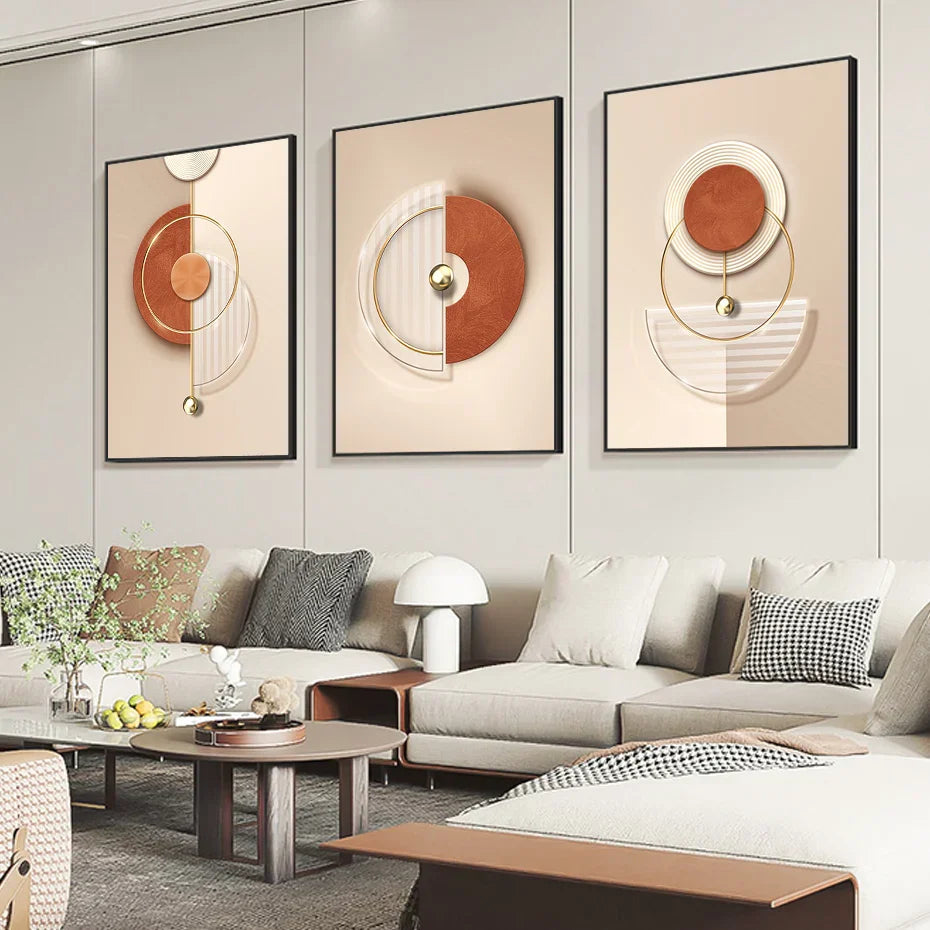 Harmonische abstrakte Geometrie moderne Ästhetik Wandkunst feine Kunst Leinwanddrucke Poster Bilder für zeitgenössisches Apartment Wohnzimmer | Brehn