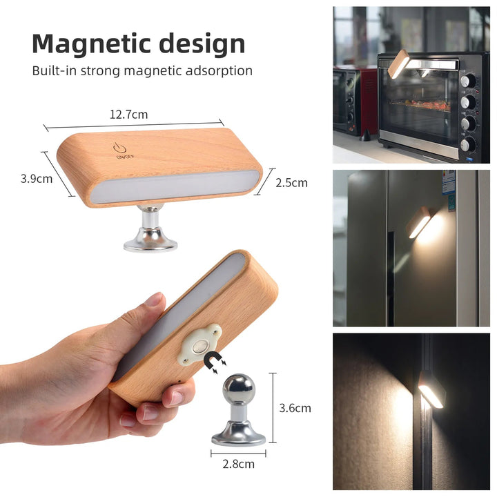 VIvolux | Drehbare magnetische Holz-wiederaufladbare LED-Nachtlampe