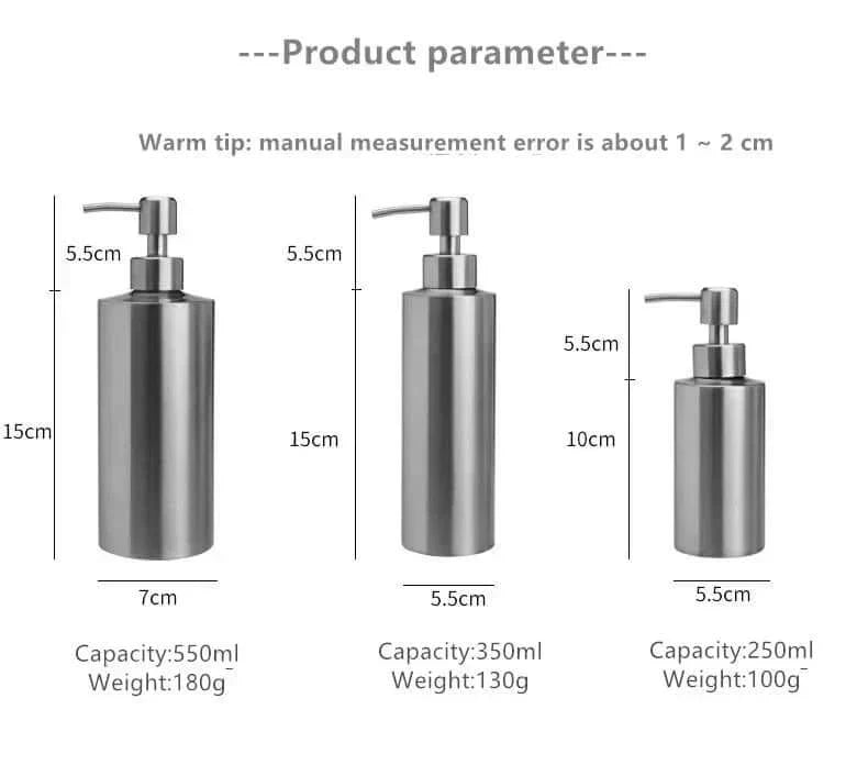 Eleganter Edelstahl Handpumpe Seifenspender 250ml/350ml/550ml