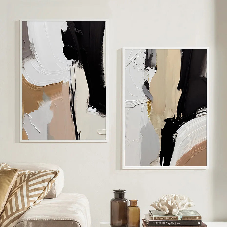 Erdige Konturen Abstrakte Monochrome Fusion Leinwanddruck Wandkunst Bilder Für Modernes Wohnzimmer Schlafzimmer Home Office Dekor | Brehn