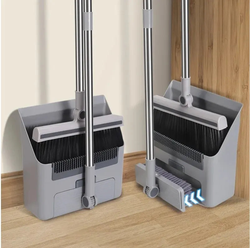 Brehn | Cleanuvo 3-in-1 Besen Set | Besen mit Bodenbürste & Stehaufflächen | Extra langer Griff & haarabweisend | Haushaltsreinigungsset