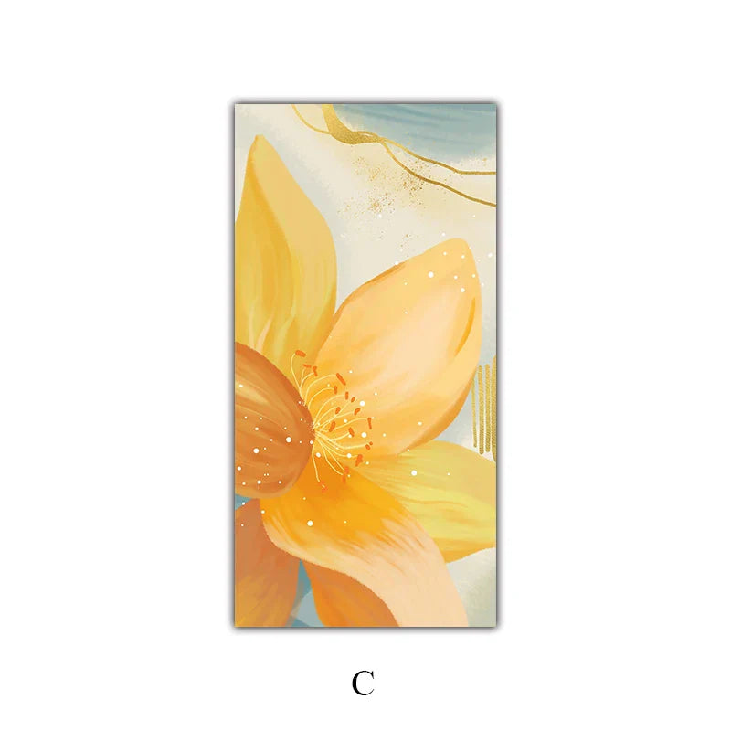 Große florale bunte abstrakte Wandkunst Fine Art Leinwanddrucke orange-gelbe Blütenposter Bilder für das Wohnzimmer Wohnkultur | Brehn