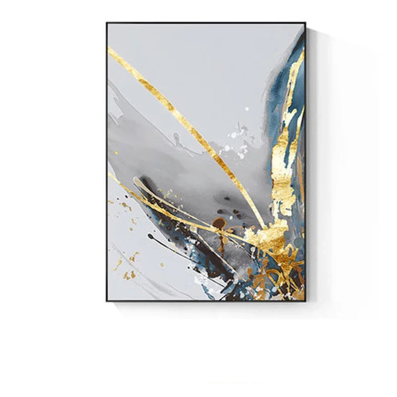 Moderne abstrakte florale Wandkunst Fine Art Leinwanddrucke blaue graue botanische Bilder für Wohnzimmer Schlafzimmer Wandkunst Dekor