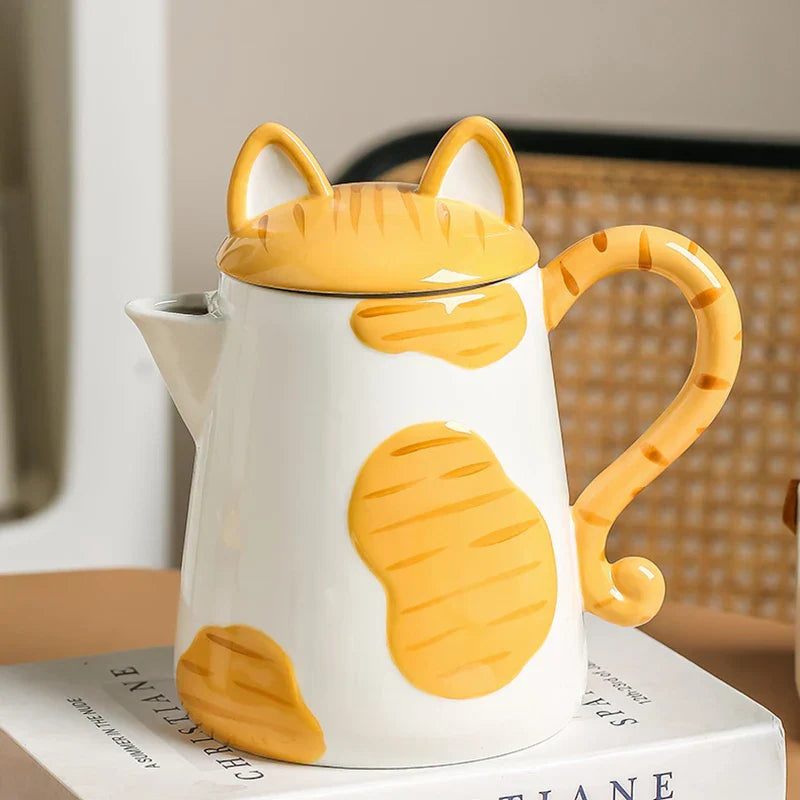Brehn | Orange Cat Handgefertigtes Keramik Kaffee- & Teeset