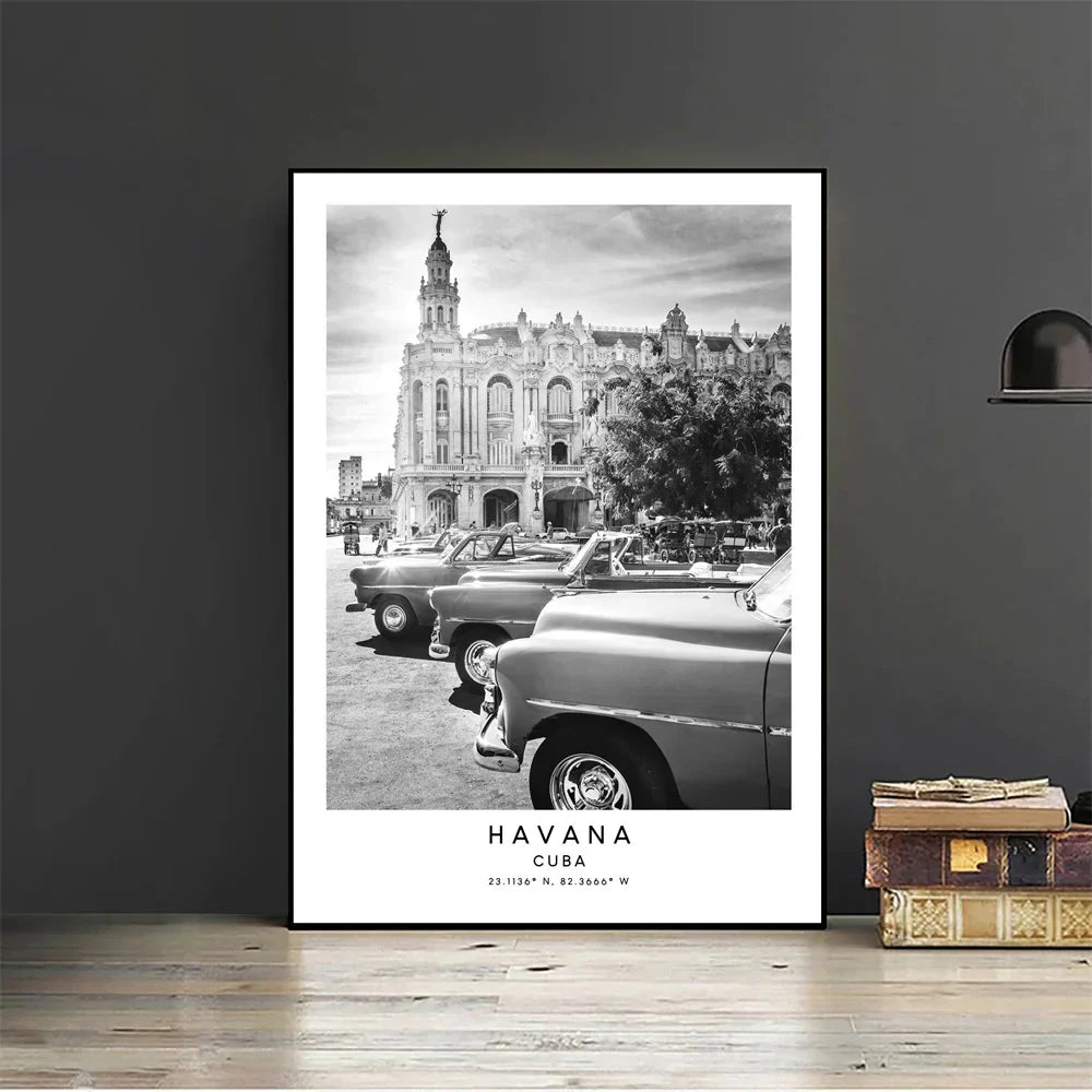 Cuba Havana Schwarz & Weiß Reiseplakat Wandkunst Feine Kunst Leinwanddrucke Bilder Für Wohnzimmer Esszimmer | Brehn