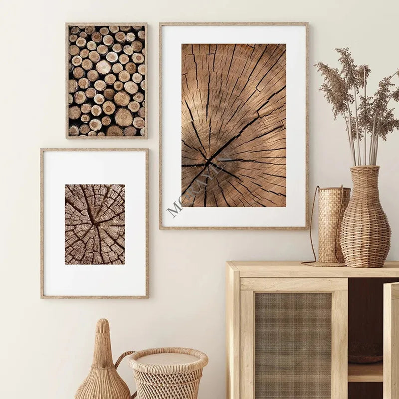 Natürliche Holzbaumring-Wandkunst-Poster, feine Kunst-Leinwanddrucke, Bilder für modernes Landhaus-Wohnzimmer, skandinavischer Stil, Wohnkultur | Brehn