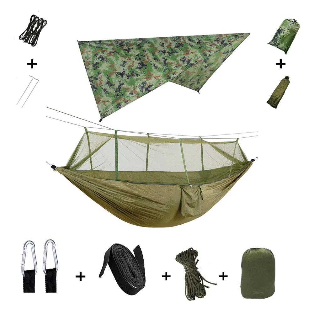Brehn | Trekviva Camping-Hängematte | Integriertes Moskitonetz & Regendach | Ultraleicht & Reißfest | 3-in-1 Outdoor Lösung