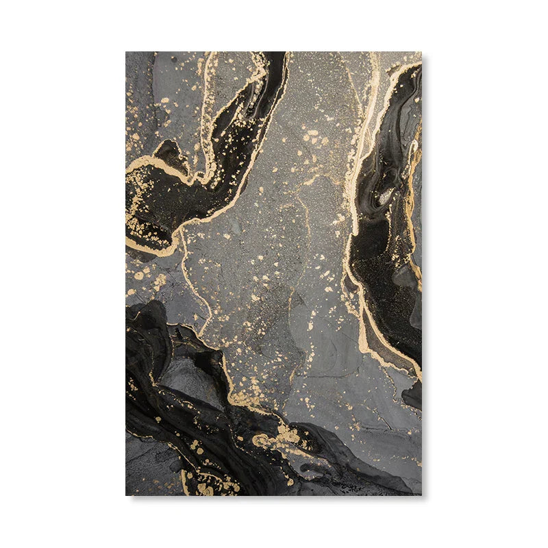 Abstrakte Schwarze Graue Goldene Flüssige Marmorprint Wandkunst Feine Kunst Leinwanddrucke Bilder Für Moderne Wohnung Wohnzimmer Home Office Dekor | Brehn
